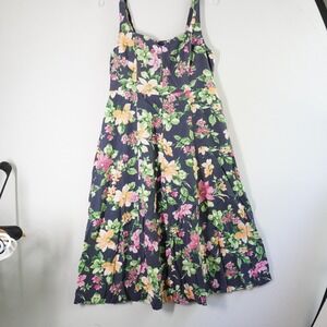 Old Navy Linen Blend Floral Sundress‎ Sleeveless Casual Summer Dress Fit Flare L